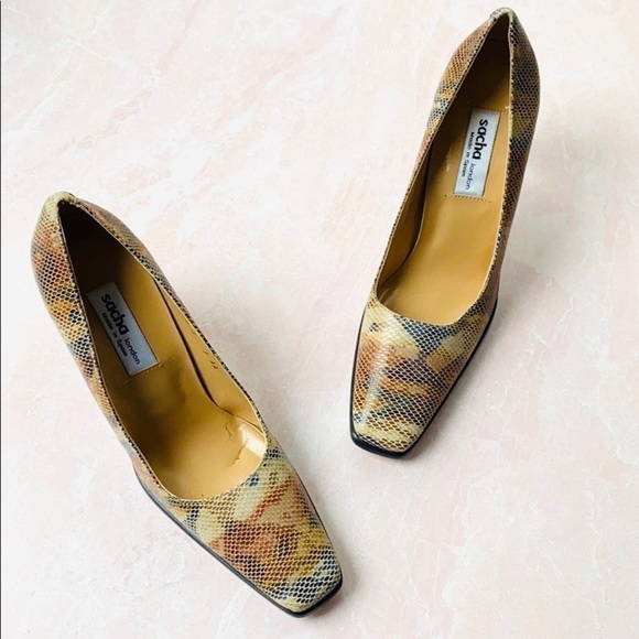 VTG Sacha London Camo Snakeskin Heels Sz 7AA - Picture 1 of 14